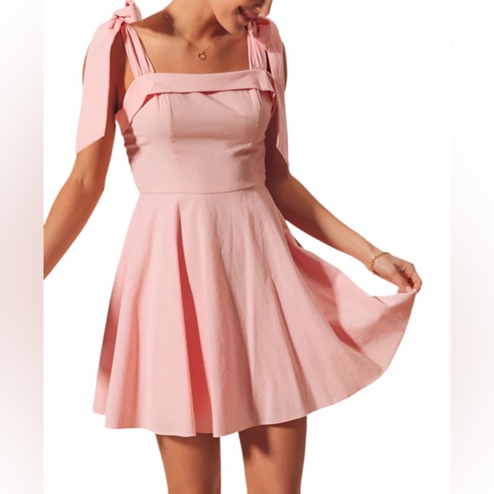 Pink Aline Bow Tie Mini Dress